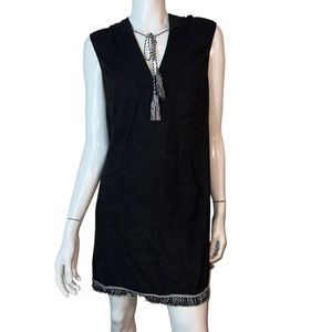 4/$24 Cover 2 Cover Hooded V-Neck Sleeveless Black Swimsuit Coverup